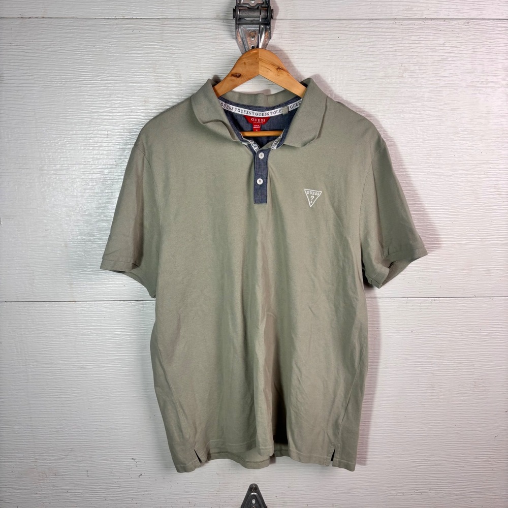 2000s Guess Los Angeles Polo Shirt Sage Green Y2K XL